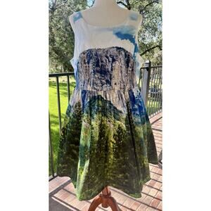 Modcloth Retro Mountain Alpine Landscape Swing Fit & Flare Dress Plus Size 1X